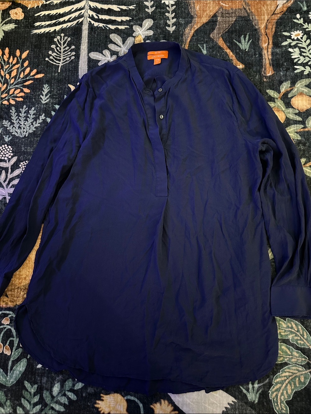 Joe Fresh Deep Navy Silk Split-Neck Tunic